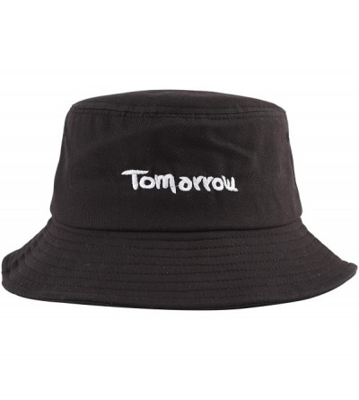 Bucket Hats Unisex Fashion Unique Word Embroidered Bucket Hat Summer Fisherman Cap for Men Women Teens - Black Tomorrow - CV1...