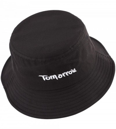 Bucket Hats Unisex Fashion Unique Word Embroidered Bucket Hat Summer Fisherman Cap for Men Women Teens - Black Tomorrow - CV1...