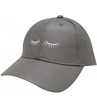 Baseball Caps Eyelashes Cotton Baseball Cap - Leather Grey - CB12O5JV4WB $14.60