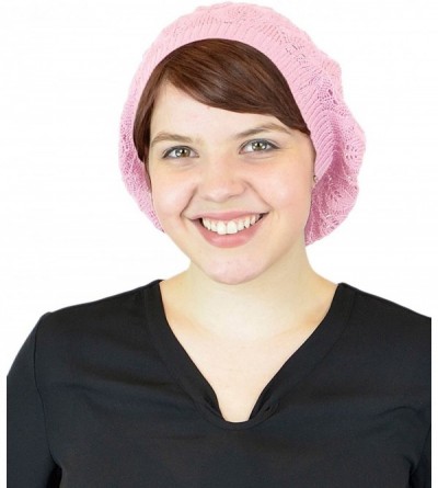 Berets Women's Without Flower Accented Stretch French Beret Hat - Pink-i - CM1272JQ7PP $7.79