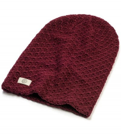 Skullies & Beanies Evony Warm Thick Slouch Beanie - Textured Knit with Soft Inner Lining - One Size - Maroon - CL18926TXDL $9.85