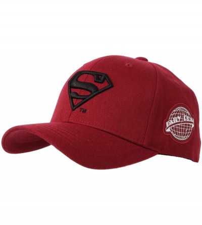 Baseball Caps Superman Shield Embroidery Baseball Cap AC3260 - Red - CD12EGV9D03 $21.57