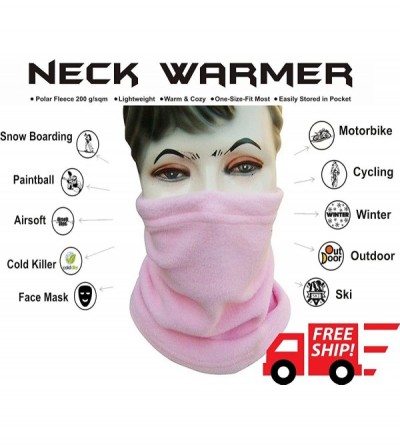 Balaclavas Unisex Fleece Neck Warmer Cold Weather Face Mask Snowboard Scarf Hat 3 in 1 - Pink - CJ1888R87YQ $10.64