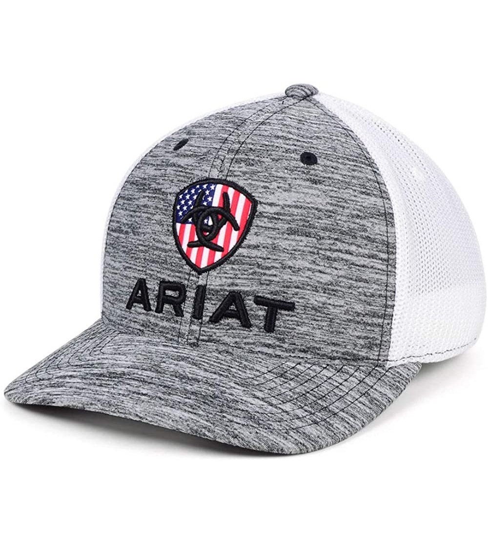Baseball Caps Men's RWB Shield Logo Flexfit110 Snapback Cap - Heather Grey/White - CG18OYWDC7L $31.82