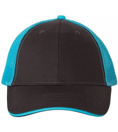Baseball Caps Sandwich Trucker Cap - Charcoal/ Neon Blue - CQ188ZCHDSC $8.83
