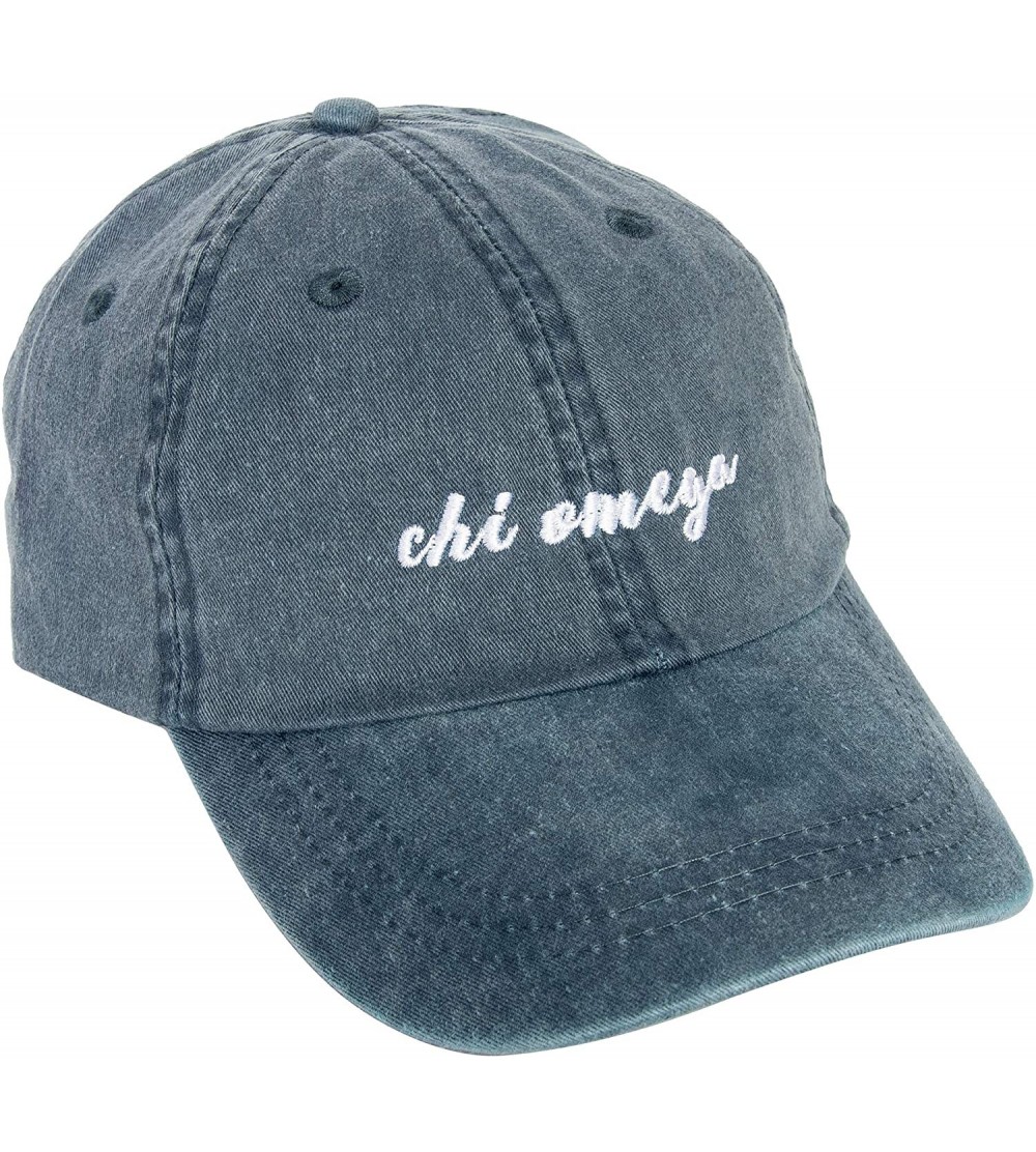 Baseball Caps Chi Omega (N) Sorority Baseball Hat Cap Cursive Name Font chi o - Midnight Blue - CH18S08MQGX $22.76