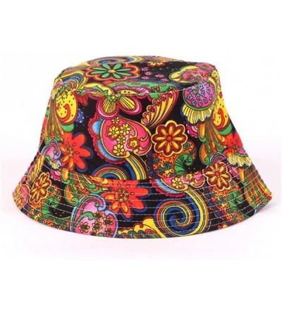 Bucket Hats Bucket Hat Black Floral Printed - Summer Women Men Fisherman Cap Packable Bucket Hat - Style10 - CO18G9ZC3WD $13.23