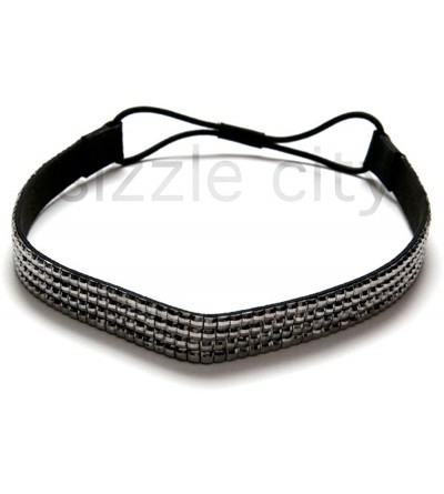 Headbands Custom Color Bling Shimmering Rhinestone Elastic Stretch Headbands - Thick Hematite - CI11JAWYVKP $10.07