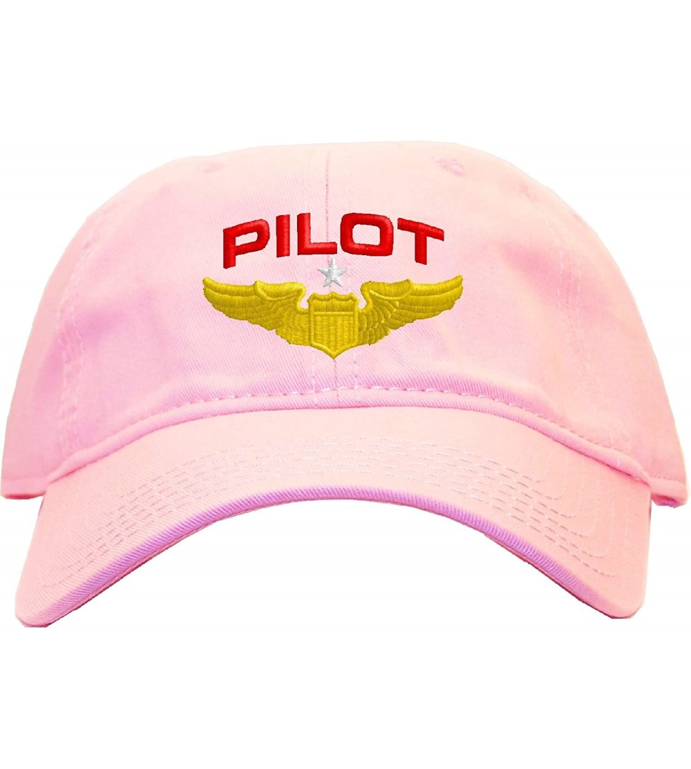 Baseball Caps Pilot with Wings Low Profile Baseball Cap - Pink - CP12K01RKBR $14.14