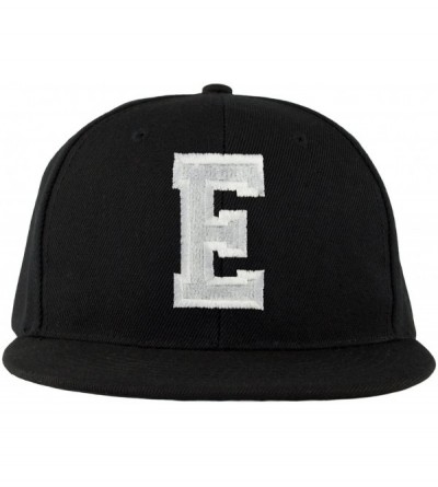 Baseball Caps ABC Embroidered Letter Snapback Cap in Black White with Letters A to Z - E - C511KSIAOWJ $7.57