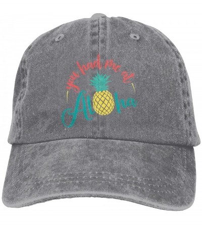Cowboy Hats You Had Me at Aloha Pineapple Men Women Cowboy Hats Vintage Denim Trucker Baseball Caps - Ash - C21809DY5AQ $26.96