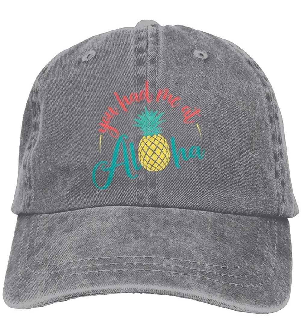 Cowboy Hats You Had Me at Aloha Pineapple Men Women Cowboy Hats Vintage Denim Trucker Baseball Caps - Ash - C21809DY5AQ $13.65