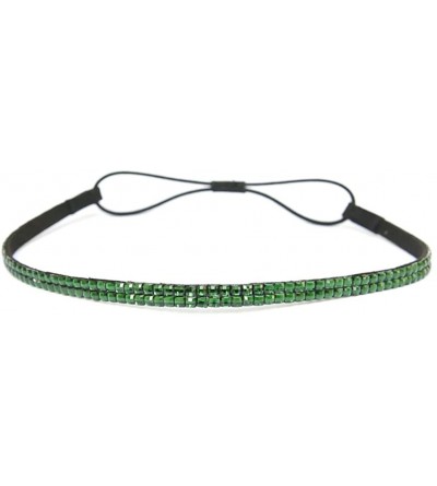 Headbands Custom Color Bling Shimmering Rhinestone Elastic Stretch Headbands - Thin Green - CB11JAY3HU3 $11.15