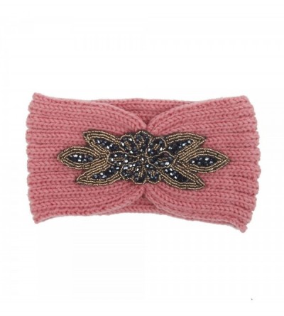 Cold Weather Headbands Women's Stylish Bohemian Hexagon Winter Warm Knitted Headband Hair Accessories (Pink) - Pink - CY18M6L...