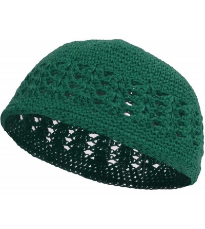 Skullies & Beanies Knitted Head Beanie Hand Crocheted - Kelly Green - CI111HRXM75 $9.64
