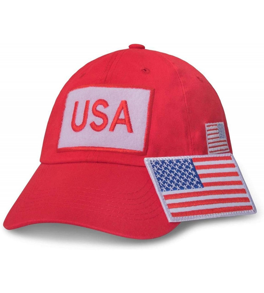 Baseball Caps American Flag Patch Bundle Baseball Cap Polo Style Buckle Adjustable Embroidered Dad Hat for Men & Women USA - ...