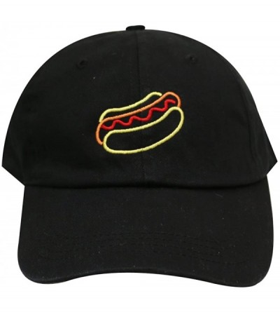 Baseball Caps Hotdog Cotton Baseball Dad Caps - Neon Sign Black - CP185LOGS9Z $13.62