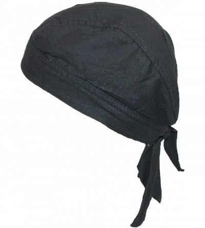 Skullies & Beanies Men's Cotton Lined Solid Do Rag Cap (Pack of 5) - Black - CE123V8RI2R $24.67