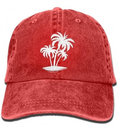 Baseball Caps Baseball Jeans Cap Palm Tree and Tropical Island-1 Men Women Golf Hats Adjustable Baseball Cap - Red - CR18D6EM...