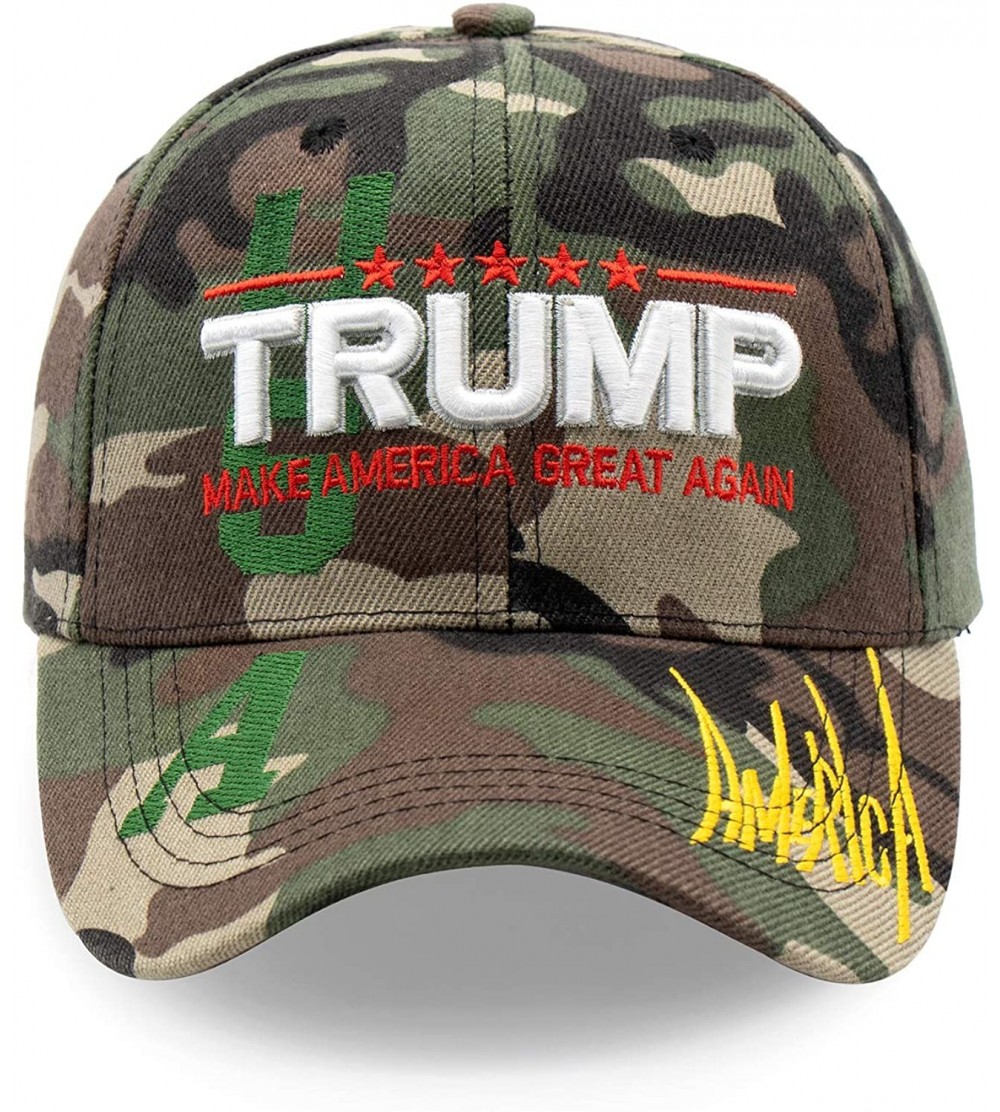 Baseball Caps Make America Great Again Trump Slogan USA Flag Cap 3D Signature Adjustable Baseball Hat - Camo - CG18WN62WS7 $8.45