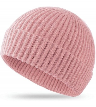 Skullies & Beanies Short Fisherman Beanie Hats for Men Wool Knitted Caps for Men Baggy Women Skull Cap - Pink - CB1938Q2X28 $...