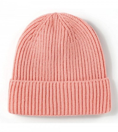 Skullies & Beanies Short Fisherman Beanie Hats for Men Wool Knitted Caps for Men Baggy Women Skull Cap - Pink - CB1938Q2X28 $...