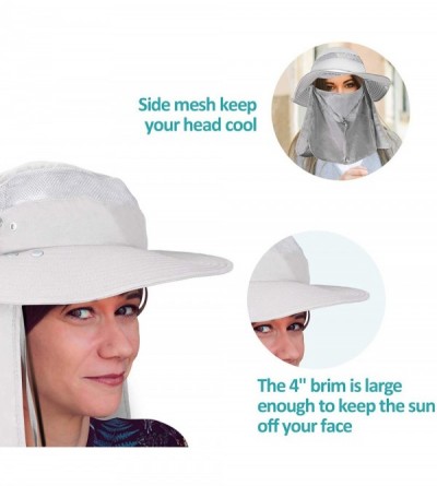 Sun Hats Sun Protection Hat Wide Brim Detachable Neck Face Flap Men & Women UPF 50+ - Grey - CI18SMQ4753 $17.39