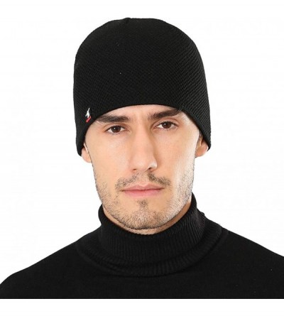 Skullies & Beanies Fleece Lined Beanie Hat Men Women Winter Soft Mesh Warm Knit Ski Skull Cap - Black - C918XNOEH8Z $11.81