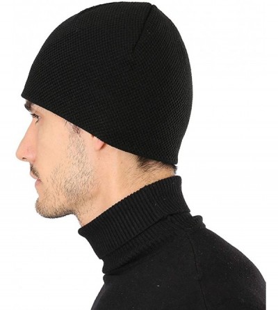Skullies & Beanies Fleece Lined Beanie Hat Men Women Winter Soft Mesh Warm Knit Ski Skull Cap - Black - C918XNOEH8Z $11.81