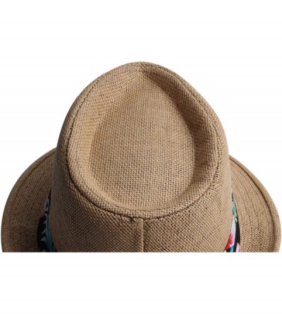 Fedoras Fedora Hats for Men & Women Tribly Short Brim Summer Paper - 06 - Khaki - CL18W4ZTUOO $12.31