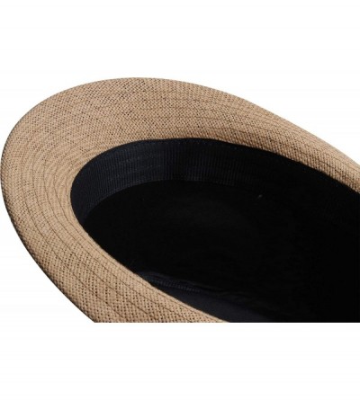 Fedoras Fedora Hats for Men & Women Tribly Short Brim Summer Paper - 06 - Khaki - CL18W4ZTUOO $12.31