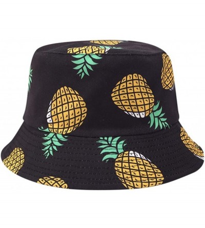 Bucket Hats Bucket Hat for Men and Women Pineapple Printed Classic Cotton Cap Floppy Hat for Safari Holiday Beach Vacation - ...