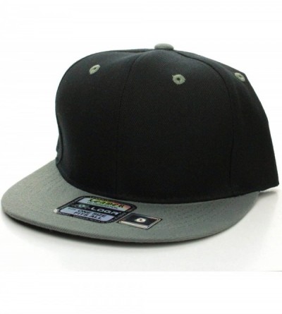 Baseball Caps Classic Flat Bill Visor Blank Snapback Hat Cap with Adjustable Snaps - Black - Grey - CF119R34T2D $9.96