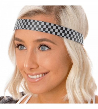Headbands Women's Adjustable NO SLIP Checkerboard Wide Fashion Headband Multi Gift Packs - Wide Black & Grey - CK12EUKGYZ7 $1...