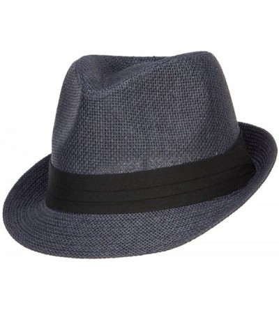Fedoras Pleated Hat Band Straw Fedora Hat - Navy W18S37F - C911E8U22MT $9.52