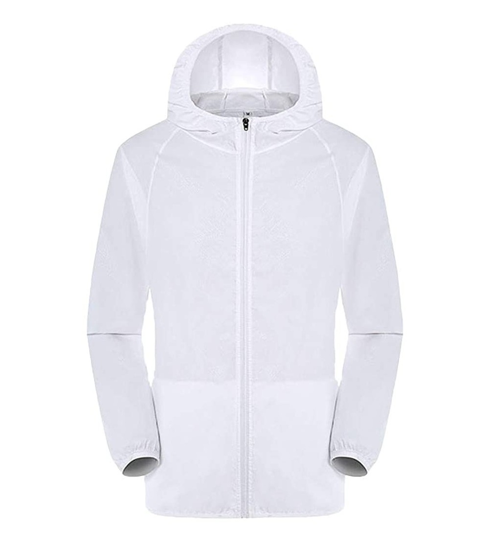 Rain Hats Men's Women Lightweight Rain Jacket with Hood Raincoat Outdoor Windbreaker HebeTop - White - CR18Y6692GQ $9.18