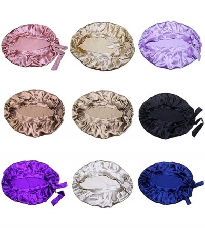 Skullies & Beanies Women's Silk Night Sleeping Cap Soft Satin Lined Hat Hair Wrap Turban Hat - Black - CU17YIYNSUG $10.05