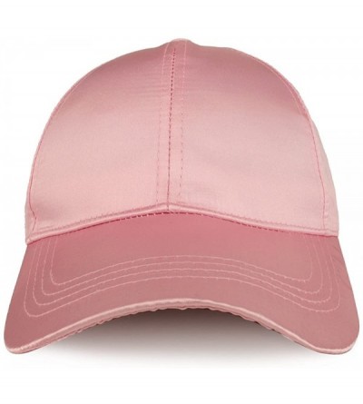 Baseball Caps Plain Adjustable Satin Baseball Cap - Pink - C0188OSTS7O $9.70