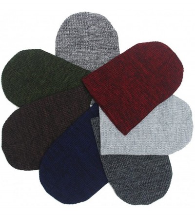 Skullies & Beanies Fashion Unisex Baggy Beanies Knitted Crochet Ski Hat Winter Warm Braided Turban Headdress Cap - Red - CR18...