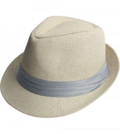 Fedoras Fedora Hats for Men & Women Tribly Short Brim Summer Paper - 10 - Beige - CW18W4AN033 $8.52