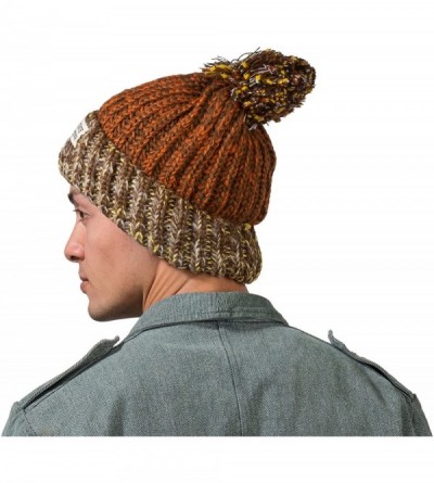 Skullies & Beanies Unisex Echo Color Tone Knit Slouchy Pompom Beanie Beret Winter Ski Korea Hat - Brown - C712BQ80JIT $11.08