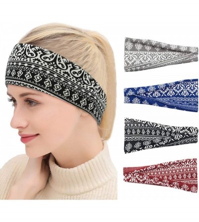 Headbands Headbands Headband Elastic Accessories - 4 Pack Printed - CK18XZ50EYA $11.03