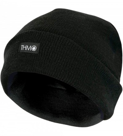 Skullies & Beanies Mens Thermal Winter Knitted Beanie Hat with 40g Thinsulate Insulation - Black - CL18WUOU2NE $8.78
