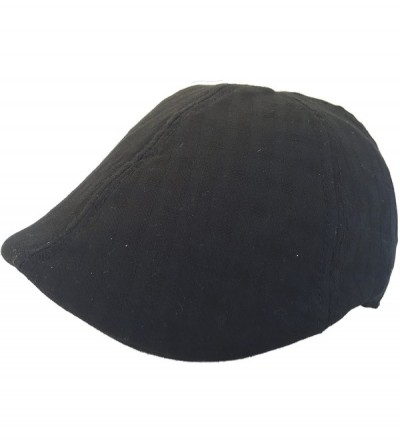 Newsboy Caps 100% Cotton Six Panel Pub Cap Textured Basket Weave Driver Hat - Black - C1182K87XKX $20.11