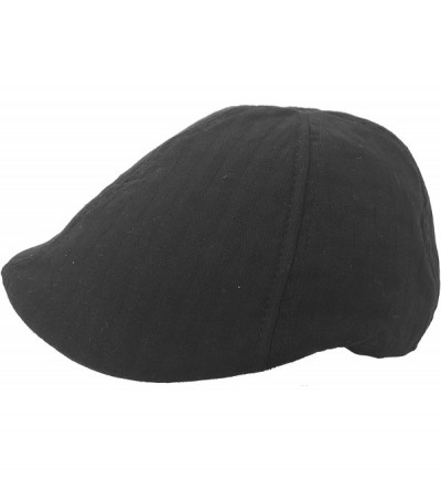 Newsboy Caps 100% Cotton Six Panel Pub Cap Textured Basket Weave Driver Hat - Black - C1182K87XKX $20.11