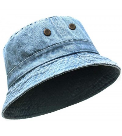 Bucket Hats Cotton Bucket Hats Unisex Wide Brim Outdoor Summer Cap Hiking Beach Sports - Light Denim - C218NUQ434H $9.32