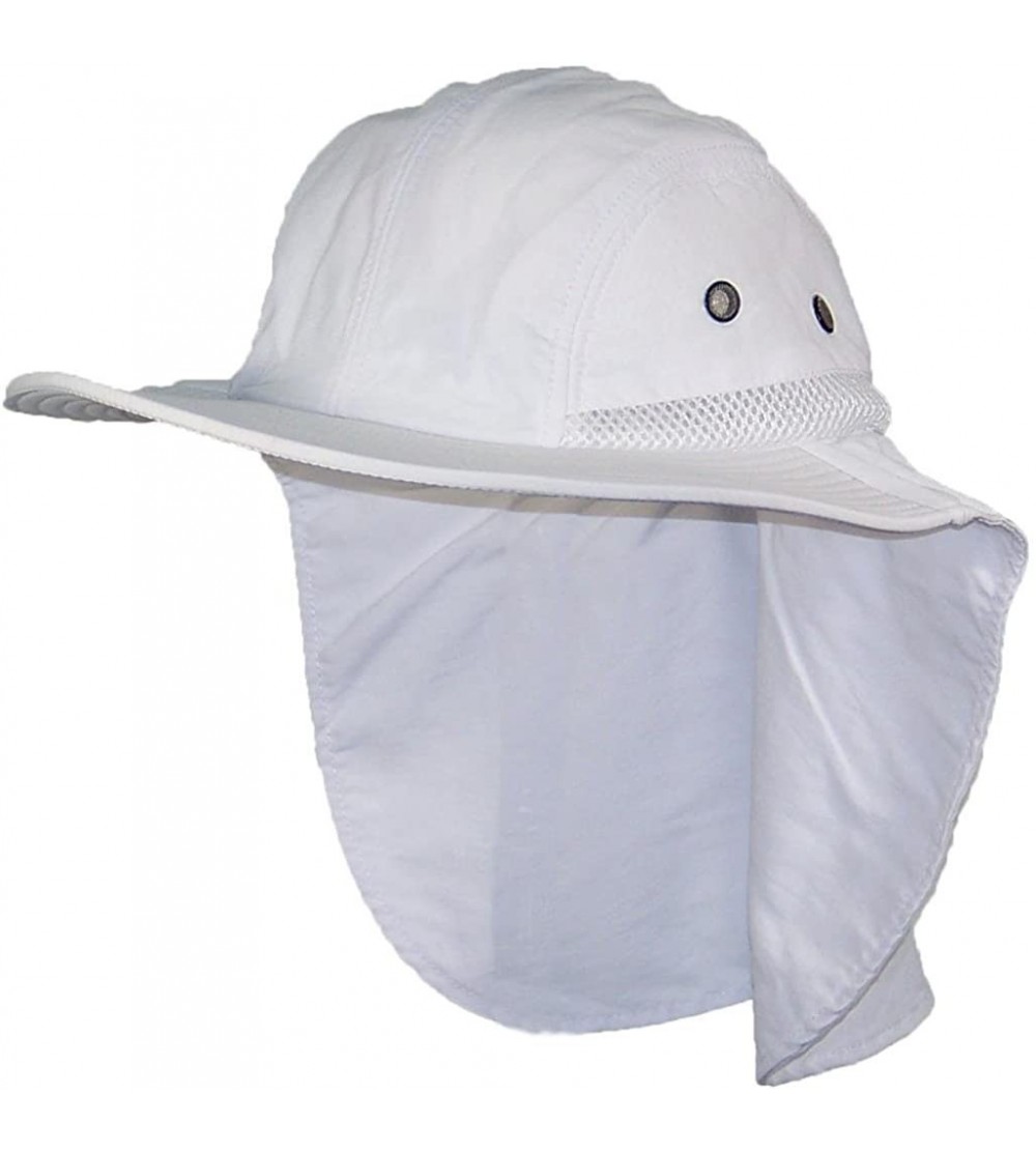 Sun Hats Men/Women Wide Brim Summer Hat with Neck Flap (One Size) - White - C3183OZ2K22 $14.95