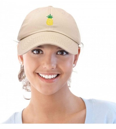 Baseball Caps Pineapple Hat Unstructured Cotton Baseball Cap - Khaki - CL18ICEKZ0D $9.84