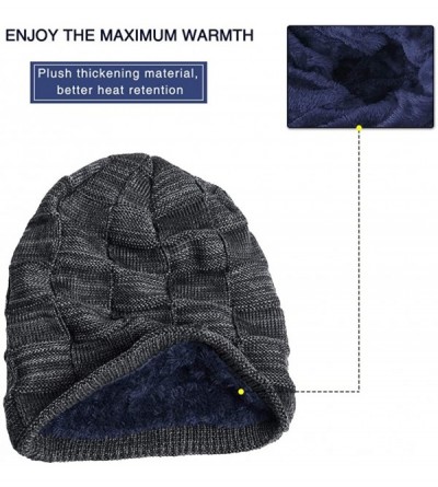 Skullies & Beanies Men Women Slouchy Thick Beanie Warm Knitted Hat Ladies Winter Loose Knit Ski Cap - Navy Blue - C018K0ZQNN2...