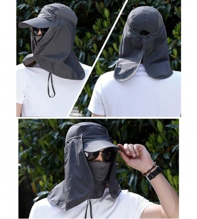 Sun Hats Outdoor Hiking Fishing Hat Protection Cover Neck Face Flap Sun Cap for Men Women - Khaki - C118G89UZ5N $11.79